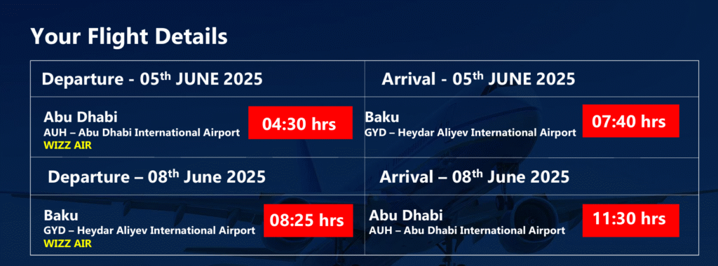 4 Days in BAKU Flight Details
